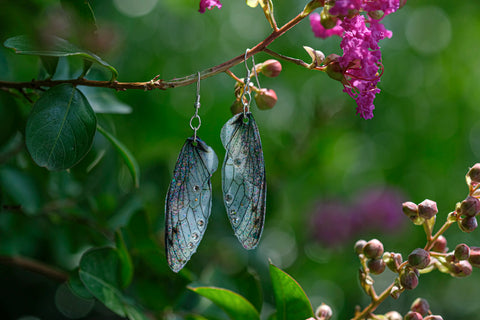 Fairy Wing Earrings - Iridescent Blue