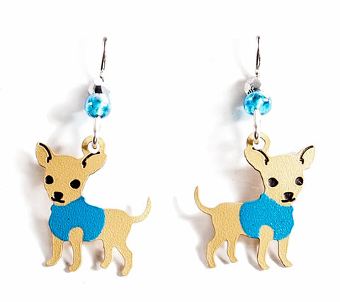 Boy Chihuahua Earrings - Hand Painted Copper