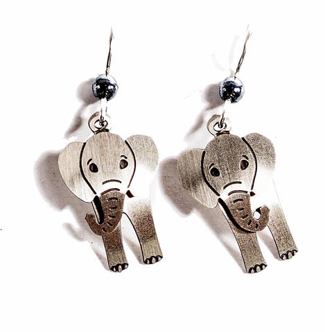 Elephant - Hand Painted Copper Earrings