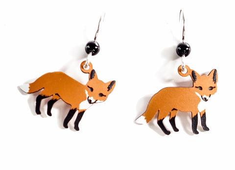 Fox - Whimsical Hand Painted Copper Earrings