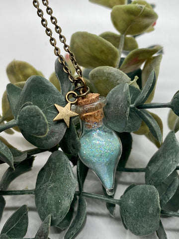 Green Faerie Dust with Brass Chain