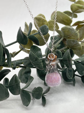 Pink Faerie Dust with Silver Plated Chain