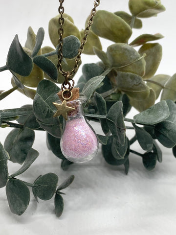 Pink Faerie Dust with Brass Chain