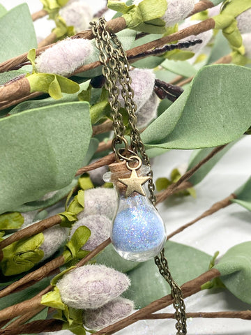 Blue Faerie Dust with Brass Chain