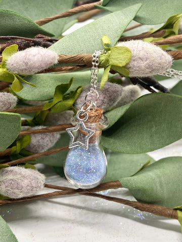Blue Faerie Dust with Silver Plated Chain