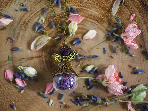 lavender flower jewelry Lavender Faerie Necklace by The Vintage Angel