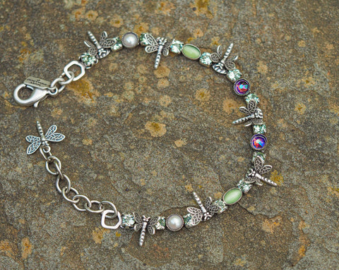 Purple and Green Dragonfly Bracelet