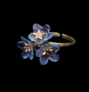 Three Flower Forget-Me-Not Ring, Adjustable