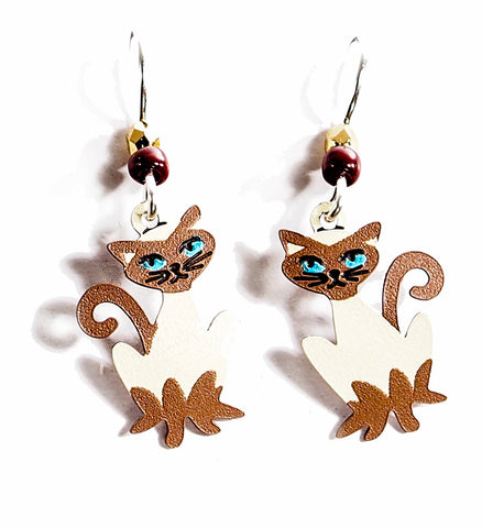 Siamese - if you please! Hand Painted Copper Earrings