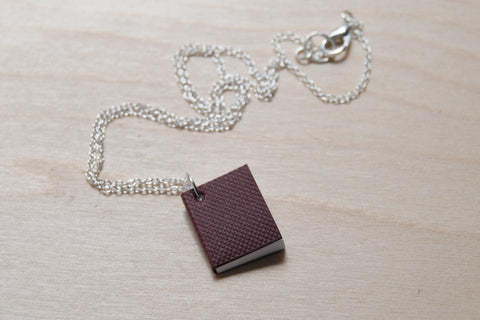 Tiny Journal Necklace -- Burgundy