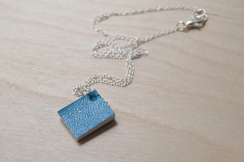 Tiny Journal Necklace -- Blue