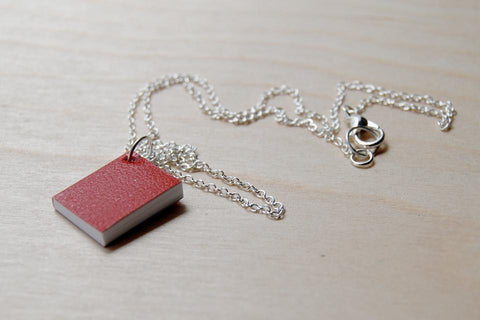 Tiny Journal Necklace -- Red
