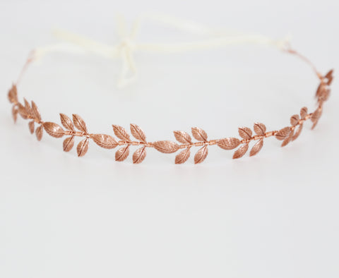 Athena Crown -  Rose Gold, Bridal or Special Occasion Tie Headband