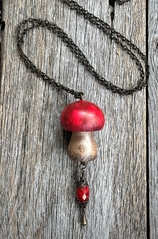 Big Red Mushroom Necklace