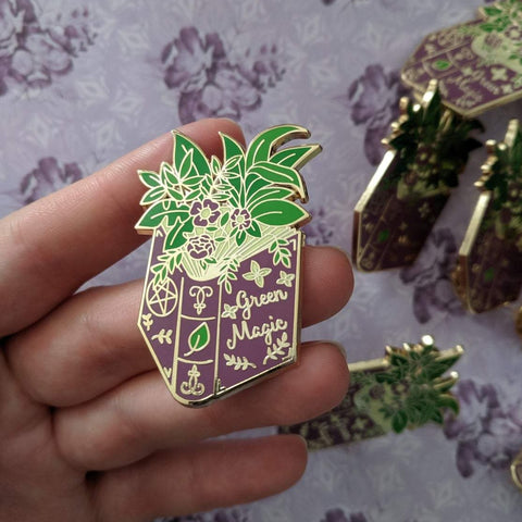 Green Magic Spell Book enamel pin