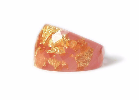 Rose Pink Gold Flake Ring, Sizes 6-9