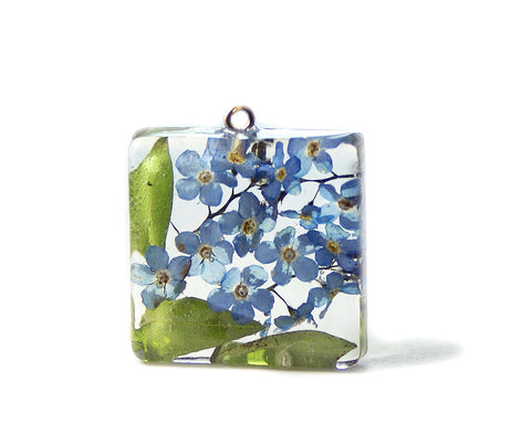 Forget Me Not Flowers Resin Pendant