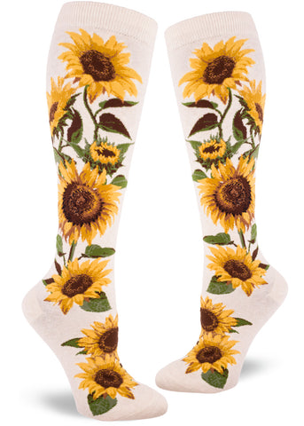 Sunflower Knee High Socks – Cream